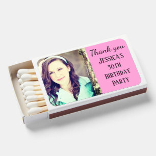 30th Birthday Party Pink Elegant Modern Matchboxes