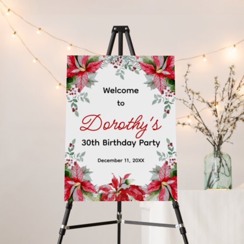 30th Birthday Party Red Poinsettia Floral Welcome Foam Board