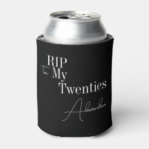 30th Birthday Party RIP 20s Black and White Can Cooler