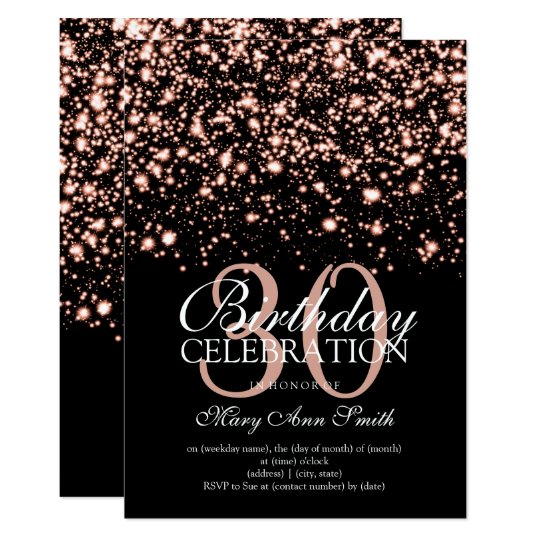 30th Birthday Party Rose Gold Midnight Glam Invitation 