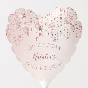 30th birthday party rose gold pink stars glam balloon