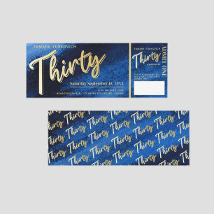 30th Birthday party Sapphire Blue Gold Admit One  Raffle Tickets