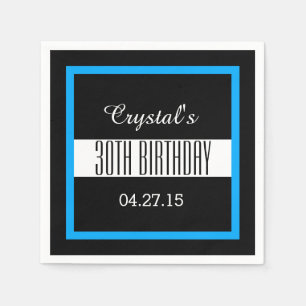 30th Birthday Party Solid Colored Square Frame VZ4 Paper Napkins