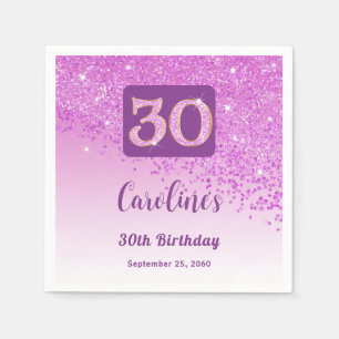 30th Birthday Party Sparkling Pink Glitter Napkins