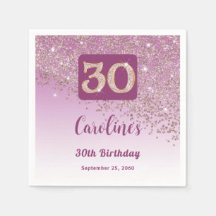 30th Birthday Party Sparkling Rose Gold Glitter Napkins