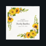 30th Birthday Party Sunflower Daisy Custom Napkins<br><div class="desc">Elegant and classy yellow sunflower,  peony and white daisy floral napkins. Three lines of text let you personalize your table decor.</div>