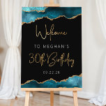 30th Birthday Party Teal Gold Agate Welcome Foam Board<br><div class="desc">This trendy 30th birthday party welcome sign features top and bottom borders of watercolor agate geode in shades of teal with faux gold highlights. The words "Welcome" and "30th Birthday" appear in faux gold foil/glitter in decorative modern handwriting font. Customize the rest of the text with the guest of honor's...</div>
