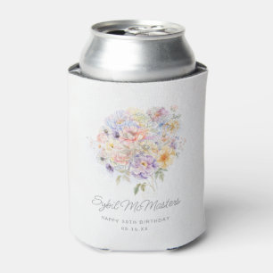 30th Birthday Party Watercolor Floral Custom Can Cooler