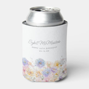 30th Birthday Party Watercolor Floral Custom Can Cooler