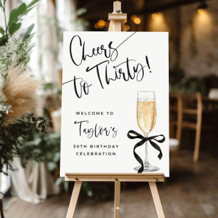 30th birthday party welcome sign, Black bow birthd Foam Board