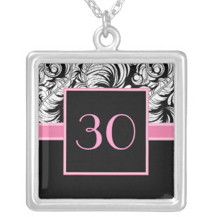 30th Birthday Pendant - Elegant Damask