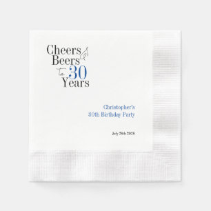 30th Birthday Personalized Cheers Beers Party Napkins
