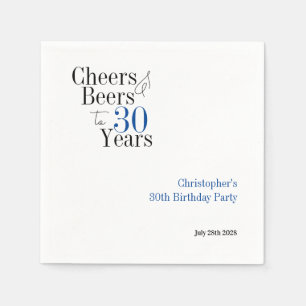 30th Birthday Personalized Cheers Beers Party Napkins