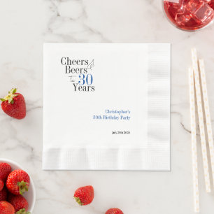 30th Birthday Personalized Cheers Beers Party Napkins