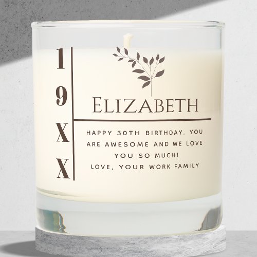 30th Birthday Personalized Gift For Her Customized Scented Candle