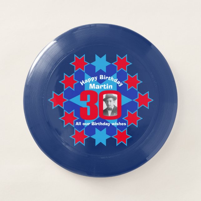 30th birthday personalized photo star frisbee (Front)