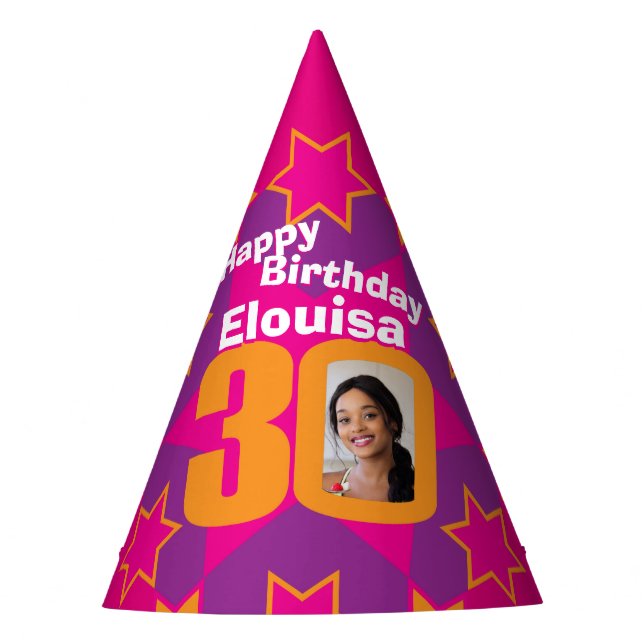 30th birthday personalized photo star name hat (Front)