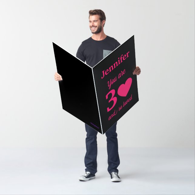30th Birthday Personalized Pink Extra Large Jumbo Card (In Situ)