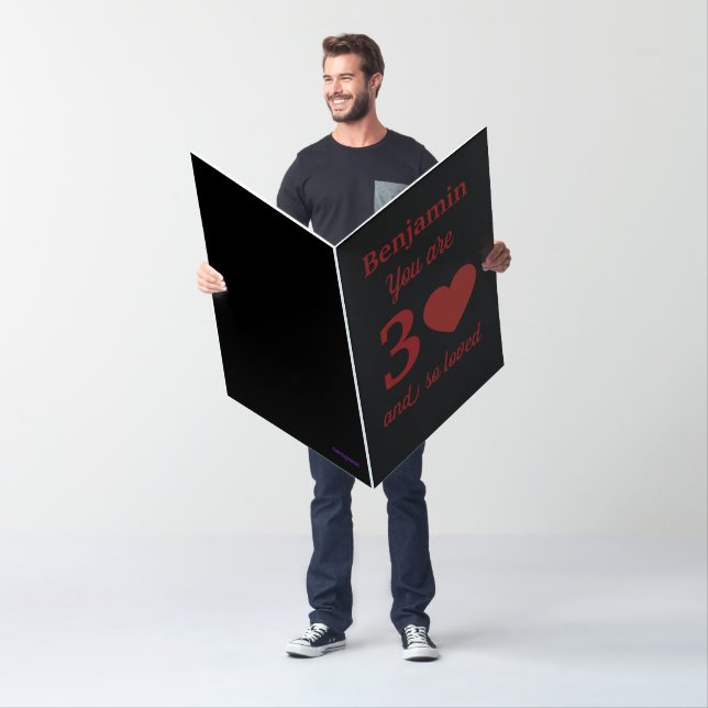 30th Birthday Personalized Red Extra Large Jumbo Card (In Situ)