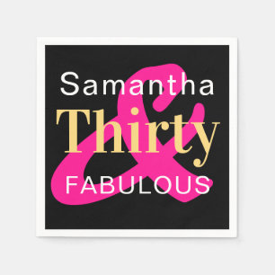 30th Birthday Personalized Thirty Fabulous Party Napkins