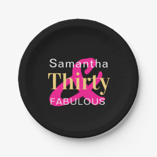 30th Birthday Personalized Thirty Fabulous Party Paper Plates