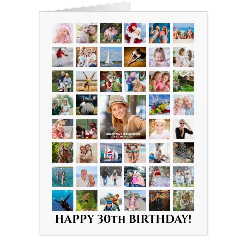 30th Birthday Photo Collage 45 Photos Custom Card