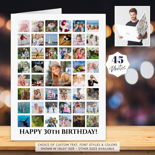 30th Birthday Photo Collage 45 Photos Custom Card