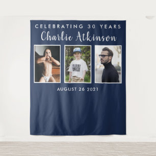 30th birthday photo collage backdrop banner
