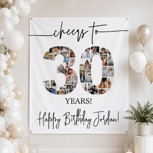 30th Birthday Photo Collage Backdrop Large
