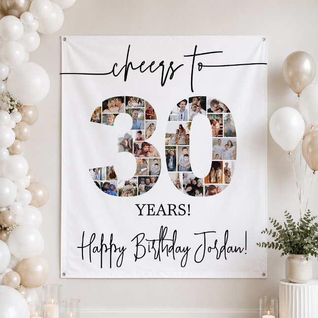 30th Birthday Photo Collage Backdrop Large (Creator Uploaded)