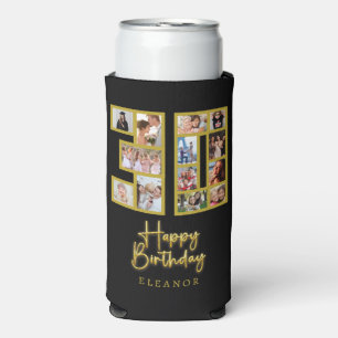 30th Birthday Photo Collage Black Seltzer Can Cooler