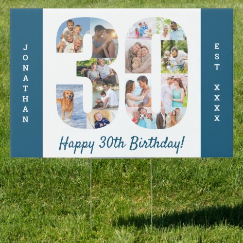 30th Birthday Photo Collage Custom Yard Sign
