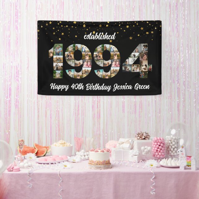 30th birthday Photo Collage established 1994 Banner (Party)