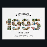30th birthday Photo Collage established 1995 Foam Board<br><div class="desc">Celebrate a milestone birthday with this stunning 30th Birthday Photo Collage Banner, designed by The Arty Apples. Featuring photos arranged in the shape of "1995, " this banner commemorates the special year of birth in a unique and meaningful way. Perfect for birthday parties and celebrations, it showcases cherished memories while...</div>