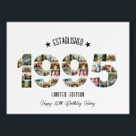 30th birthday Photo Collage established 1995 Foam Board<br><div class="desc">Celebrate a milestone birthday with this stunning 30th Birthday Photo Collage Banner, designed by The Arty Apples. Featuring photos arranged in the shape of "1995, " this banner commemorates the special year of birth in a unique and meaningful way. Perfect for birthday parties and celebrations, it showcases cherished memories while...</div>