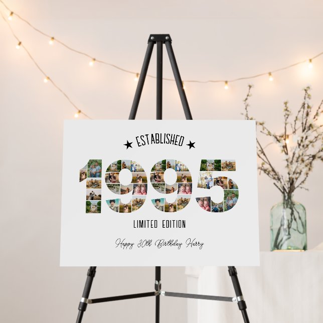 30th birthday Photo Collage established 1995 Foam Board (In Situ (Stand))