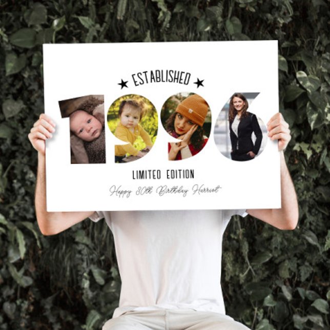 30th birthday Photo Collage established 1996 Card (Creator Uploaded)