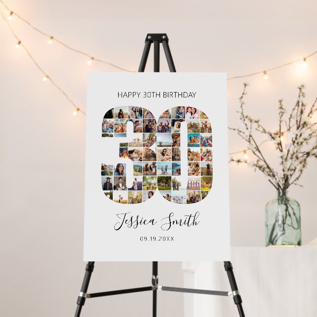 30th Birthday Photo Collage Foam Board (In Situ (Stand))