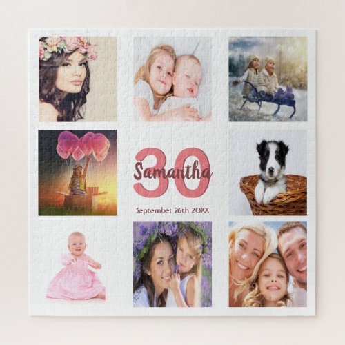 30th birthday photo collage girl white jigsaw puzzle