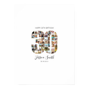 30th Birthday Photo Collage Guest Signing Poster