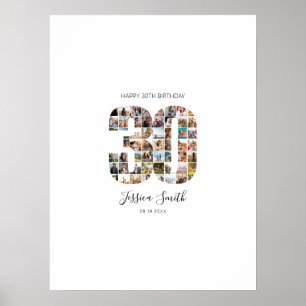 30th Birthday Photo Collage Guest Signing Poster