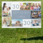 30th Birthday Photo Collage Happy Birthday Yard Sign<br><div class="desc">Say Happy Birthday with a personalized 30th Birthday Yard Sign to use indoors or out. The photo template is set up for you to add 7 of your favorite photos which are displayed in a photo collage around the birthday greeting. The wording simply reads "Happy Birthday [your name]" in casual...</div>