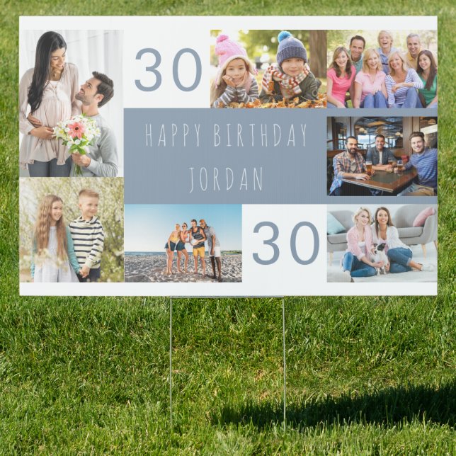 30th Birthday Photo Collage Happy Birthday Yard Sign (Insitu)