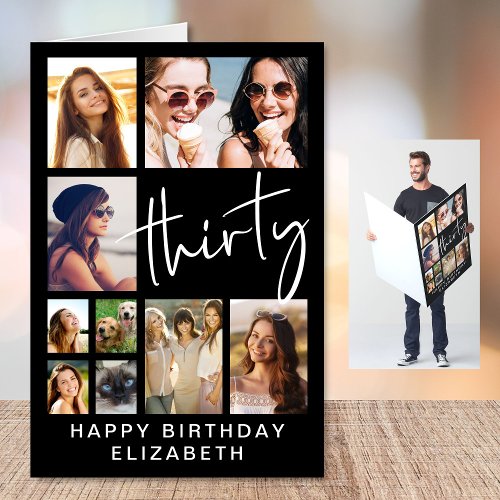 30th Birthday Photo Collage Jumbo Card