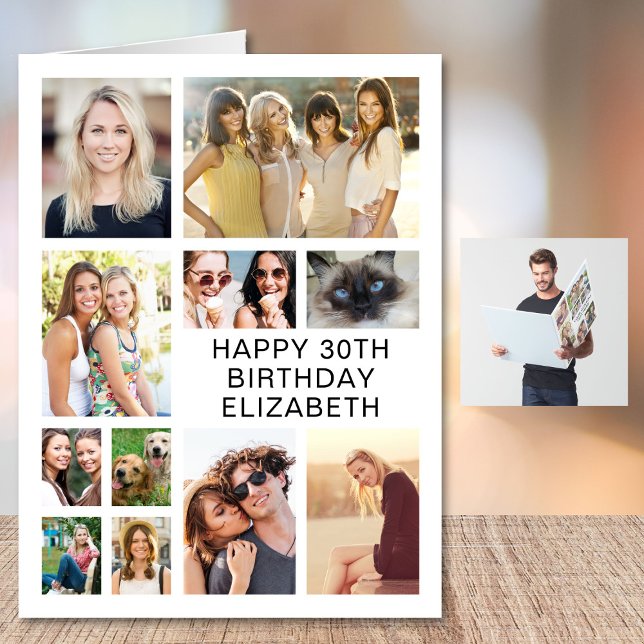 30th Birthday Photo Collage Jumbo Card (Creator Uploaded)