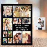 30th Birthday Photo Collage Jumbo Card<br><div class="desc">A fun 30th birthday keepsake jumbo card featuring an 11 photo collage of family,  friends,  pets,  events,  travels,  etc. and "Happy 30th Birthday" and the recipient's name in simple white lettering on a black background. On the inside,  add your personalized message or leave blank for a hand-written note.</div>