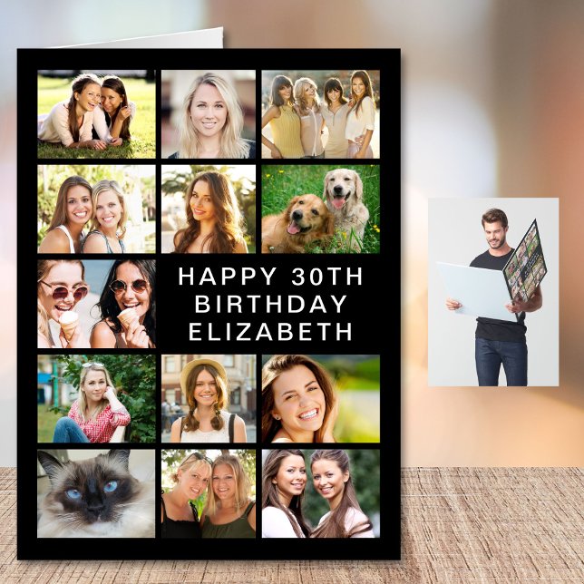 30th Birthday Photo Collage Jumbo Card (Creator Uploaded)