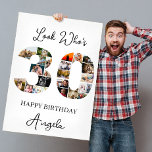 30th Birthday Photo Collage look who's 30 Card<br><div class="desc">30th Birthday Photo Collage Poster Card Celebrate turning 30 in style with this personalised “Look Who’s 30” photo collage card from The Arty Apples. This extra-large 18 x 24" greeting card doubles as a keepsake poster, featuring your favourite photos arranged inside the bold number 30. Add custom wording such as...</div>
