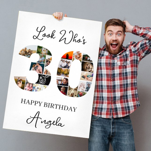 30th Birthday Photo Collage look who's 30 Card (Creator Uploaded)