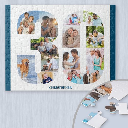 30th Birthday Photo Collage Number 30 Keepsake Jigsaw Puzzle